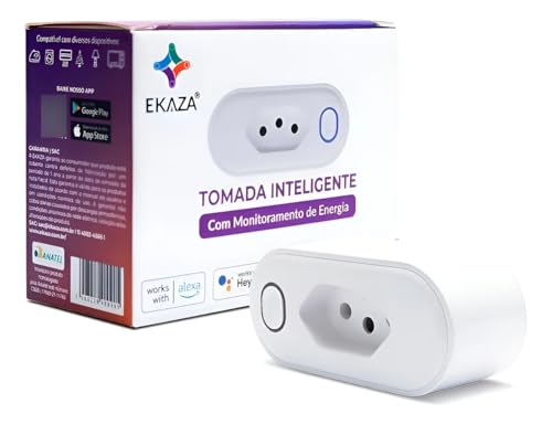 EKAZA, Tomada Inteligente 16A, WI-FI, Com medidor de consumo, Compatível lacrada e Google Assistente – T005